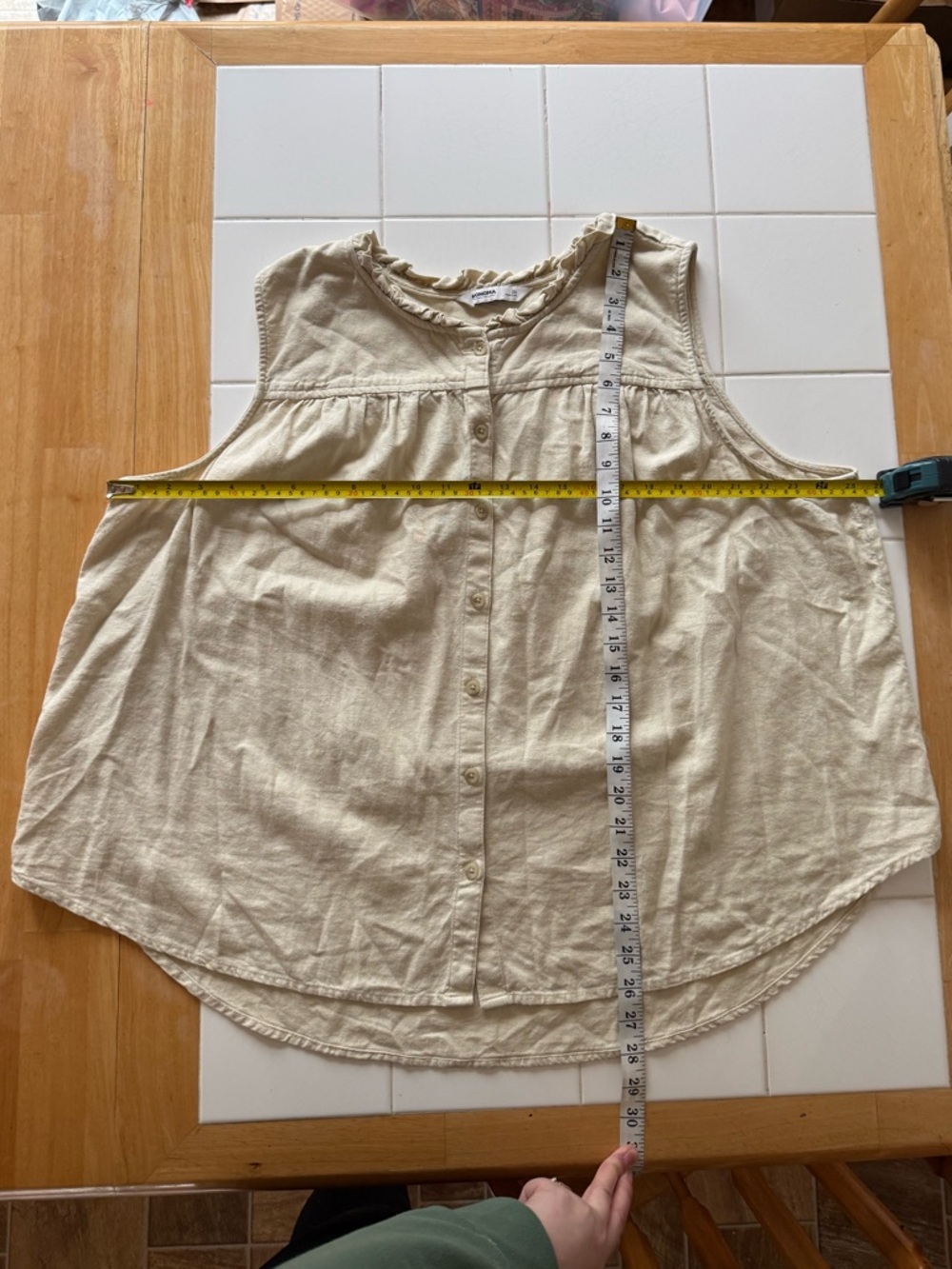 Sonoma Linen Blend Button Down Cream Beige Tank Blouse Size 2X Beachy Coastal - Picture 10 of 10